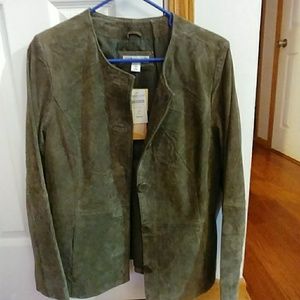 Coldwater Creek Medium Olive Leather Jacket